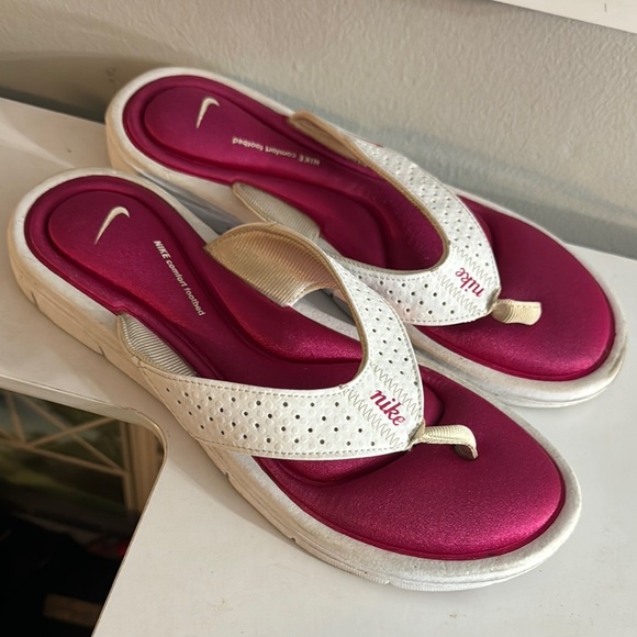 Nike Shoes - Nike White and Pink Sporty Sandals